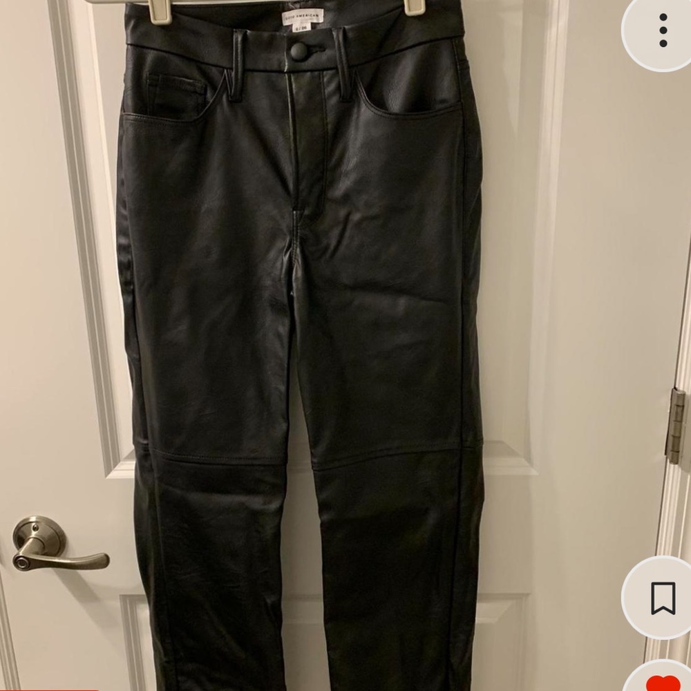 Good American good boy straight faux leather pants